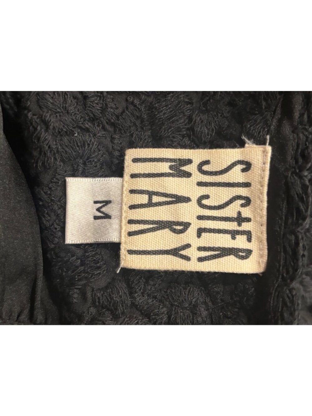 Sister Mary Black Embroidered Boho Peasant Blouse Tassel Tie Long Sleeve Size M - Picture 7 of 7
